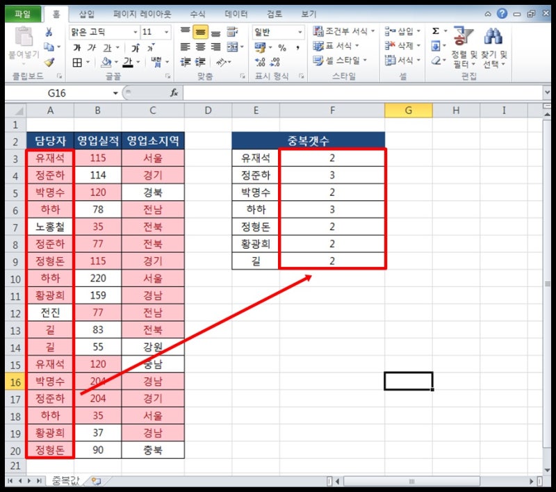 엑셀 중복값 찾는 방법 관련 이미지 1