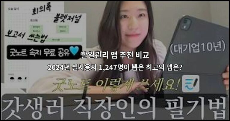 할일관리 앱 추천 비교 2024년 실사용자 1,247명이 뽑은 최고의 앱은?