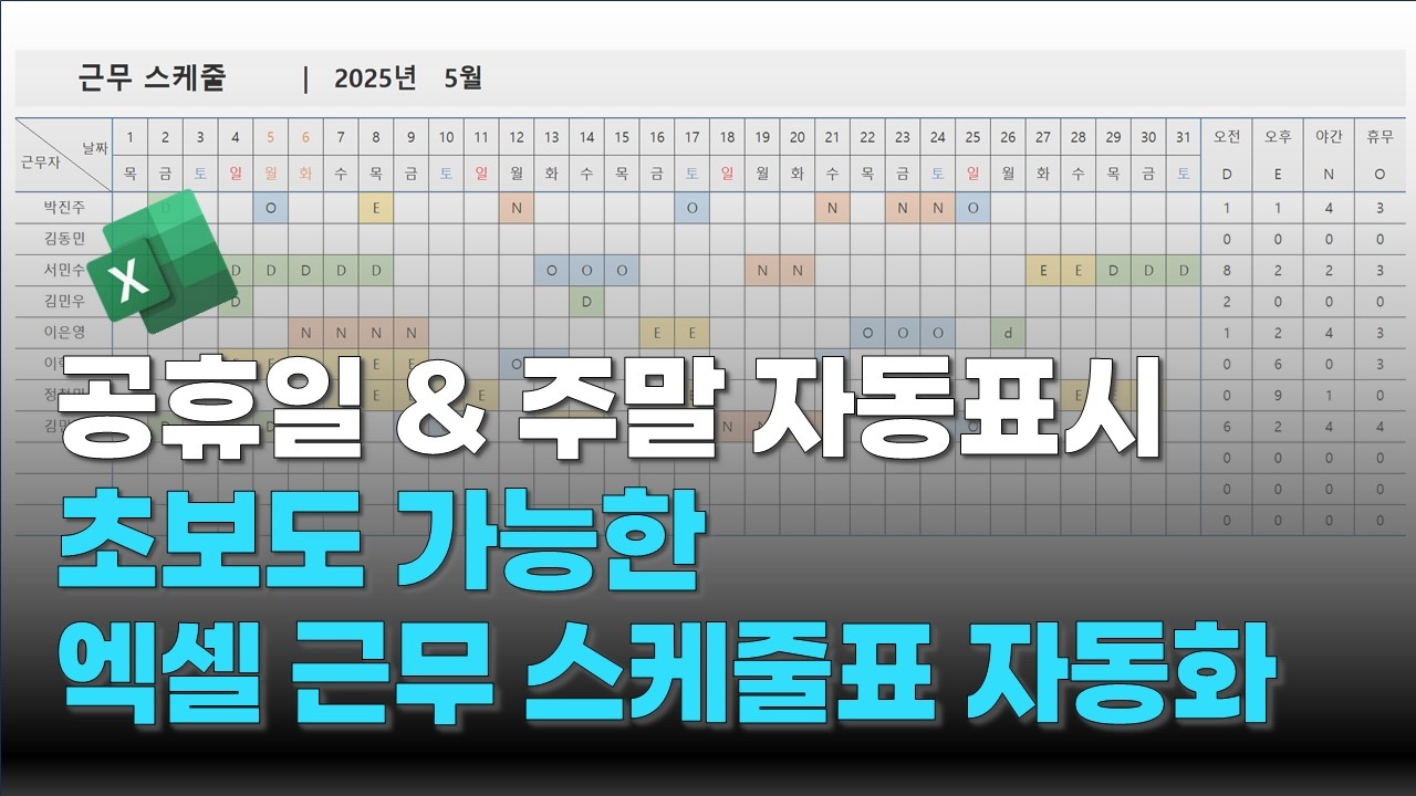 엑셀 근무표 직접 만들어본 후기: 함수 없이 정리하는 법 관련 이미지 1