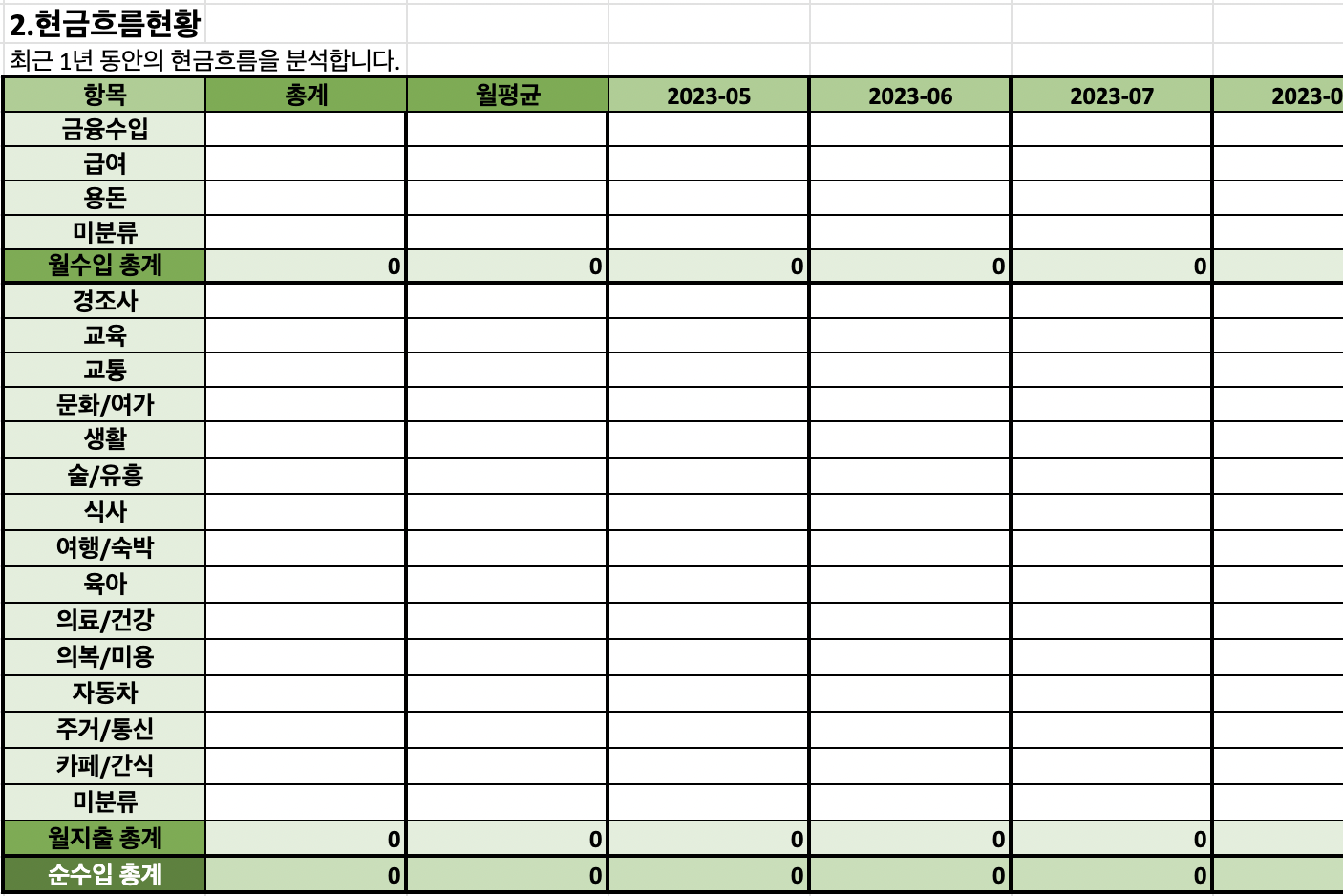엑셀 가계부 템플릿 직접 만든 구조 공개 관련 이미지 1